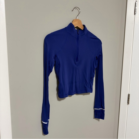 LULULEMON Its Rulu Run Cropped Half Zip Rib - Psychic - Picture 6 of 10